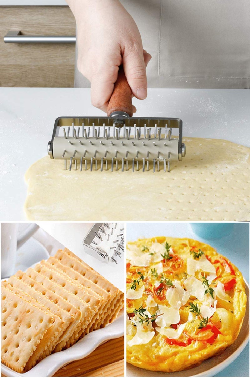 AMPSEVEN Pizza Dough Docker Roller - Pastry Docker Roller with Spike for Homemade Baking Cake crackers Pie Hole Maker, Prevent Dough from Blistering - Image 5